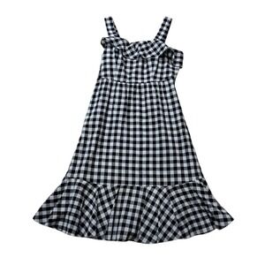 J. Crew Factory Dress Women's 6 Midi Black White‎ Sleeveless Gingham Preppy